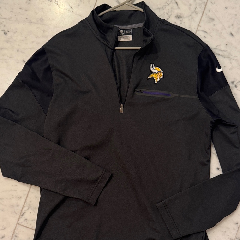 Nike Black Minnesota Vikings Quarter-Zip Pullover with Logo